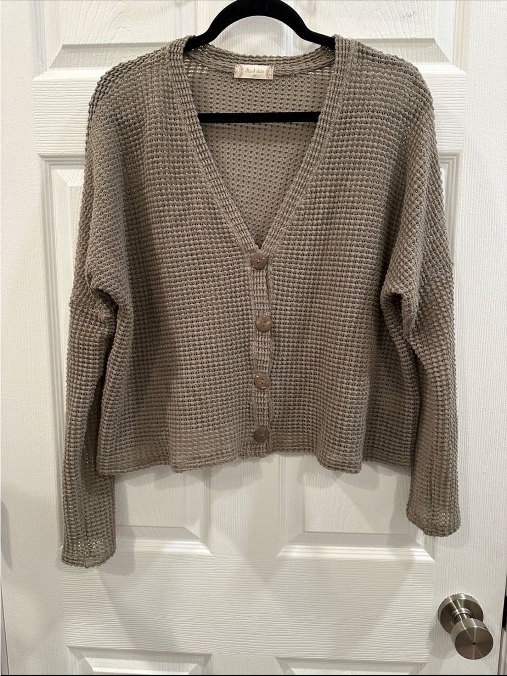 Womens Altar’d State Button Up Cropped Sweater Brown size M GUC